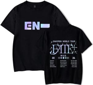 Enhypen Merch T Shirt Fate Plus World Tour Tshirt Round Neck Casual Short Sleeve Top Women Men