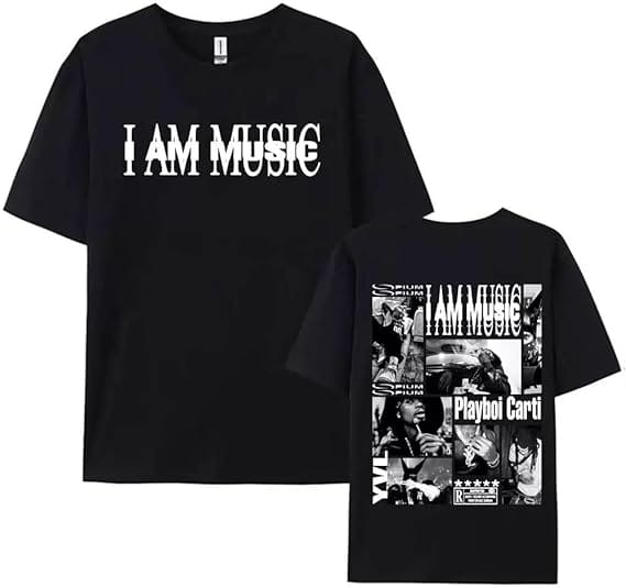 51ZRGm7VZML._AC_SX569_ Playboi Rapper Merch Carti Shirt I Am Music Album Tshirt Summer Fashion Graphic Print for Women Men - Image 1