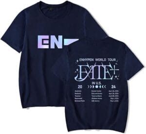 Enhypen Merch T Shirt Fate Plus World Tour Tshirt Round Neck Casual Short Sleeve Top Women Men - Image 5