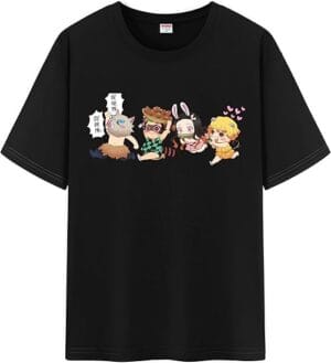 Demons Character Print Merch Shirt Round Neck Short Sleeve Slayers Tshirt Black Clothing For Women Men - Image 6