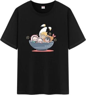 Demons Character Print Merch Shirt Round Neck Short Sleeve Slayers Tshirt Black Clothing For Women Men - Image 5