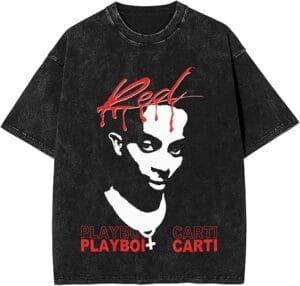 Playboi Youth Vintage Print Shirt Carti Short Sleeve Fashion Tshirt Crew Neck Clothing For Women Men