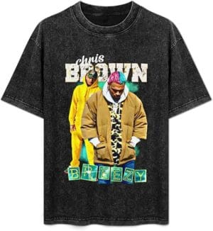 Chris Shirt Breezys 2025 Music Bowls Tour Browns Tshirt Vintage Washed Graphic Short Sleeve For Women Men - Image 8