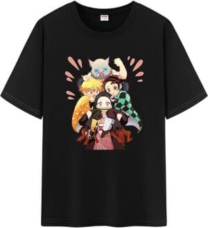 Demons Character Print Merch Shirt Round Neck Short Sleeve Slayers Tshirt Black Clothing For Women Men - Image 7