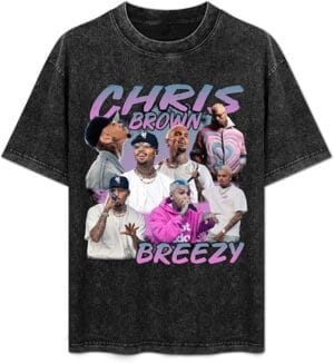 Chris Shirt Breezys 2025 Music Bowls Tour Browns Tshirt Vintage Washed Graphic Short Sleeve For Women Men - Image 4