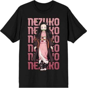 Demons Nezukos Print Merch Shirt Round Neck Short Sleeve Slayers Tshirt Black Clothing For Women Men