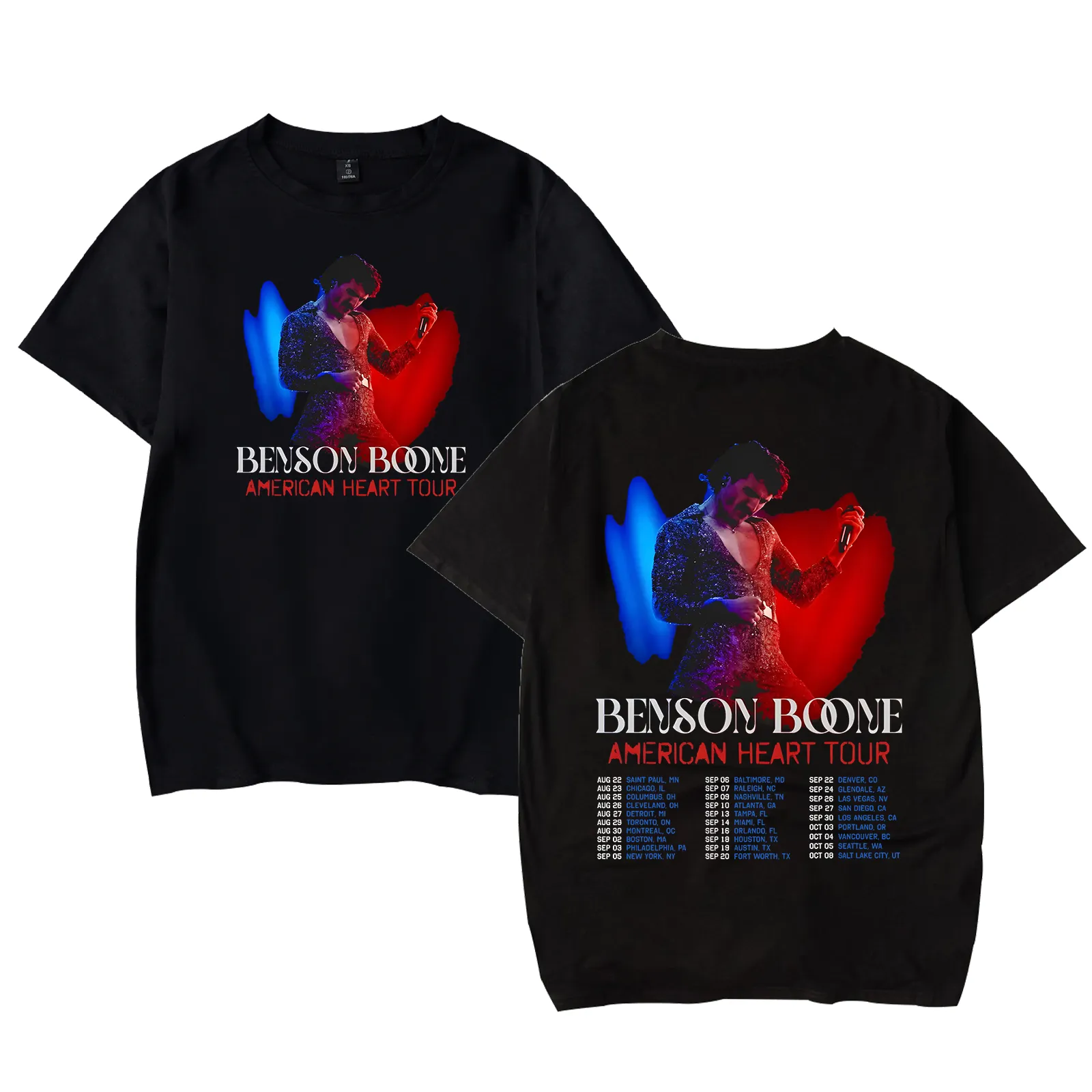 Bensons Shirt American Tour 2025 Heart Boones Merch Tshirt Funny Short Sleeve Retro Tees Women Men-Black Bensons Shirt American Tour 2025 Heart Boones Merch Tshirt Funny Short Sleeve Retro Tees Women Men - Image 1