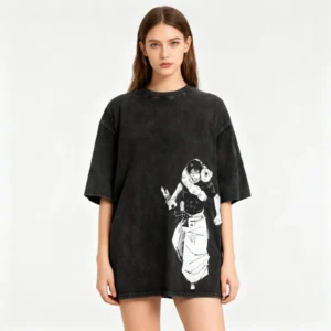 Jujutsus Anime Shirt Kaisens Vintage Washed Tshirt Graphic Fashion Tee For Women Men - Image 2