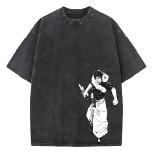 Jujutsus Anime Shirt Kaisens Vintage Washed Tshirt Graphic Fashion Tee For Women Men