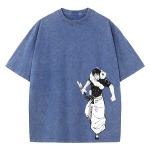 Jujutsus Anime Shirt Kaisens Vintage Washed Tshirt Graphic Fashion Tee For Women Men - Image 5