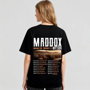 Maddox Road to Indio Tour Batson 2025 Merch Shirt Fashion Short Sleeve Print Tee For Women Men - Image 3