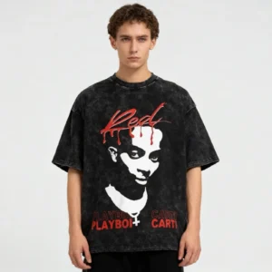 Playboi Youth Vintage Print Shirt Carti Short Sleeve Fashion Tshirt Crew Neck Clothing For Women Men - Image 2