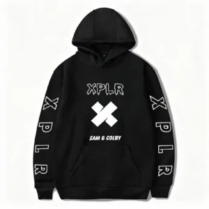 Sam and Col by Merch Hoodie Xplrs Fashion Print Hooded Sweatshirt Trendy Pullover for Men Women