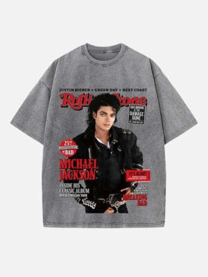 Michael Jackson Print Round Neck Unisex T-Shirt - Image 2