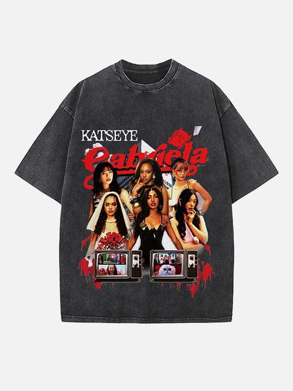 1_RvLca2 KATSEYE Print Round Neck T-shirt - Image 1