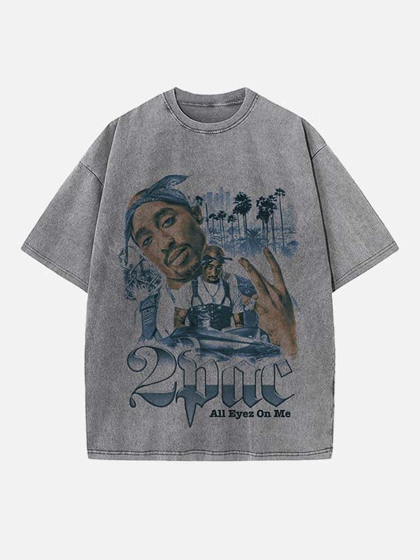 1_Yz4Big 2Pac Print Round Neck Unisex T-shirt - Image 1