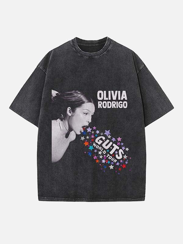 1_odqVG1 Olivia Rodrigo Print Round Neck Unisex T-shirt - Image 1