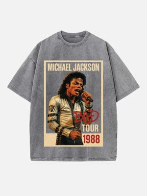 Michael Jackson Print Round Neck Unisex T-Shirt - Image 2