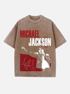 Michael Jackson Print Round Neck Unisex T-Shirt - Image 3