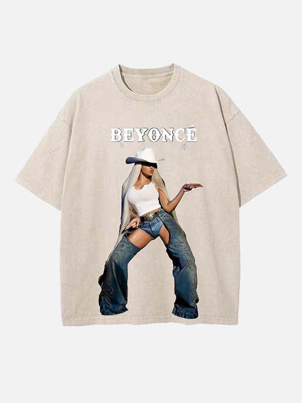 5_G5odTn Beyoncé Print Round Neck T-shirt - Image 1