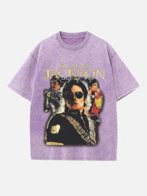 Michael Jackson Print Round Neck Unisex T-Shirt - Image 5