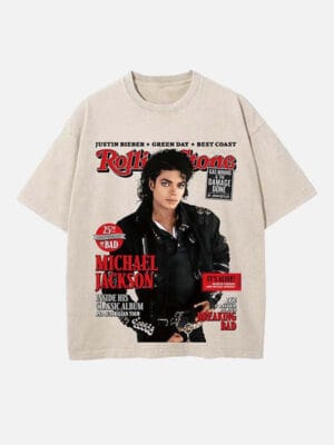 Michael Jackson Print Round Neck Unisex T-Shirt