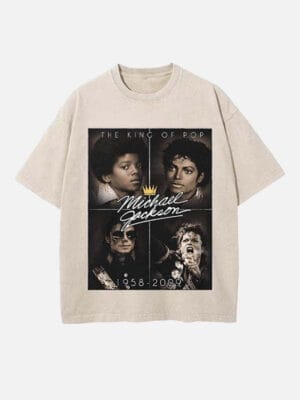 Michael Jackson Print Round Neck Unisex T-Shirt - Image 6