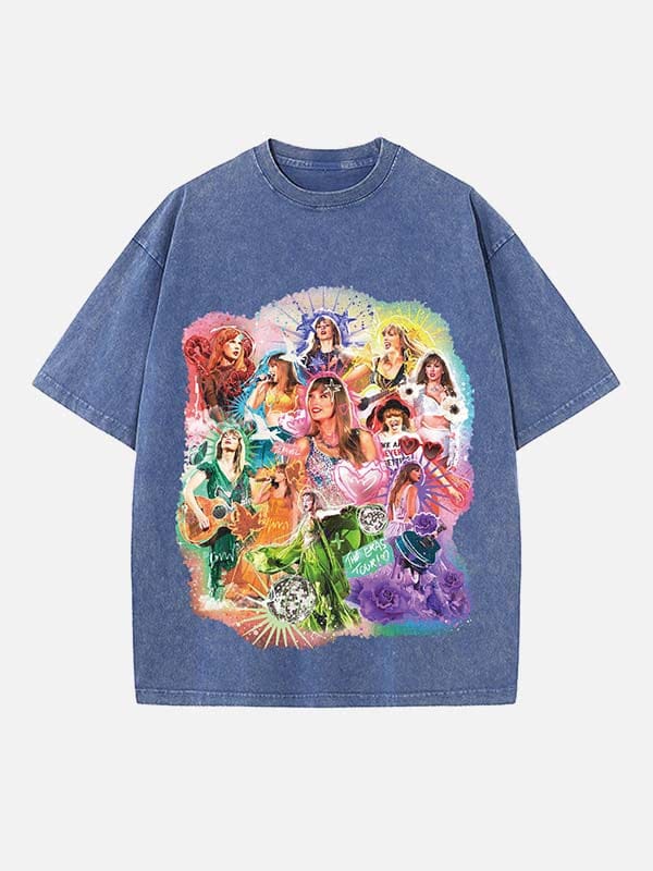 6_nD5U6j_42bcfe82-0c7b-4bf9-a373-cbd2fb6610a9 Taylor Swift Print Round Neck T-shirt - Image 1