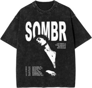 Sombrs 2025 Music Tourt Shirts Fine Fashion Cotton Retro  Cotton Unisex Tops Black - Image 4