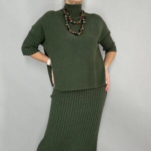 Elegant Knitted Turtleneck Sweater And Skirt Two-piece Set - Image 2