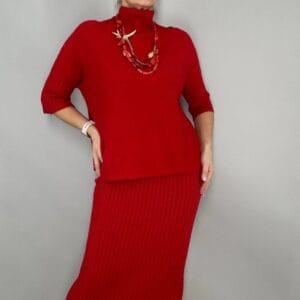 Elegant Knitted Turtleneck Sweater And Skirt Two-piece Set - Image 3