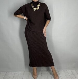 Elegant Knitted Turtleneck Sweater And Skirt Two-piece Set - Image 4