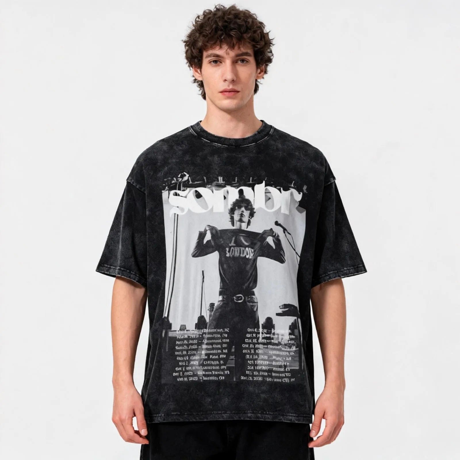 Sombrs 2025 Music Tourt Shirts Fine Fashion Cotton Retro  Cotton Unisex Tops Black - Image 2