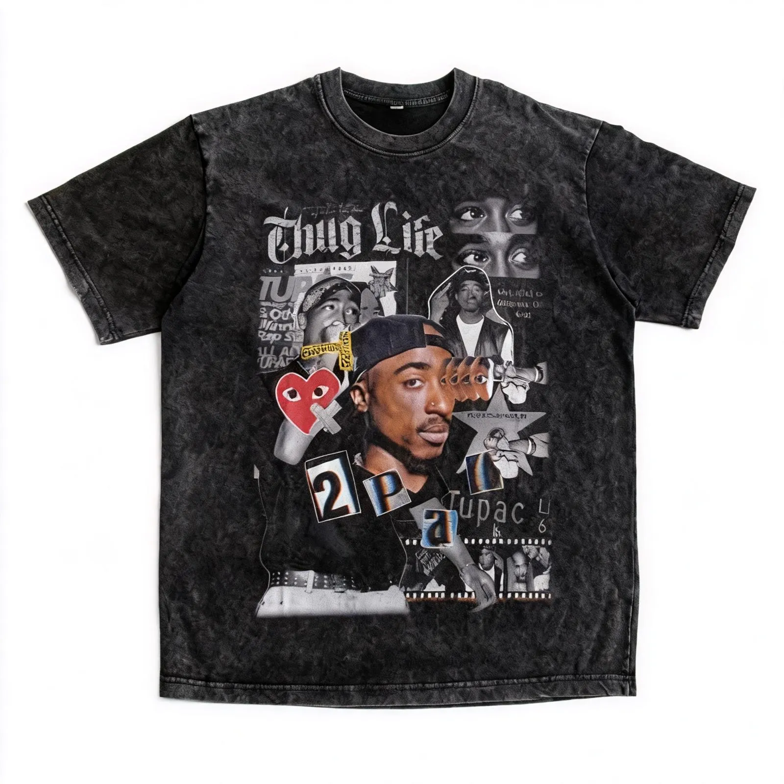 Tupac Shakur (2Pac) Print Round Neck Unisex T-shirt (1) Tupac Shakur (2Pac) Print Round Neck Unisex T-shirt - Image 1