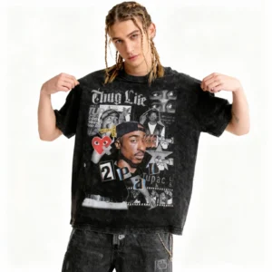 Tupac Shakur (2Pac) Print Round Neck Unisex T-shirt - Image 2