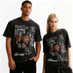 Tupac Shakur (2Pac) Print Round Neck Unisex T-shirt - Image 4