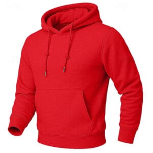 Men's Hoodie Fleece Hoodie Fleece lined Hoodie Blue Apricot Black White Yellow Hooded Plain Kangaroo Pocket Sports & Outdoor Casual Daily Polyester Streetwear Cool Sportswear All Seasons Clothing - Image 2