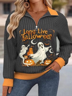 Women's Pullover Sweatshirt Zip Up Sweatshirts Graphic Plain Striped Elegant Warm Fashion Long Sleeve Half Zip Regular Tops Home Work Street Patchwork Quarter Zip Blue Red Dark Grey Apricot Beige - Image 5