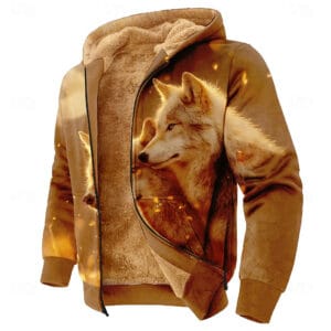 Men's Wolf Fleece Hoodie Sweatshirt Fashion Daily Simple Casual Crew Neck Outdoor Climbing Black Zip Up Fall Winter Designer - Image 4