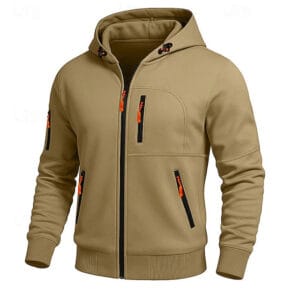 Men's Hoodie Full Zip Hoodie Fleece Hoodie Tactical Hoodie Black White Army Green Burgundy Navy Blue Hooded Plain Zipper Sports & Outdoor Casual Daily Streetwear Cool Sportswear Fall Spring & Fall - Image 3