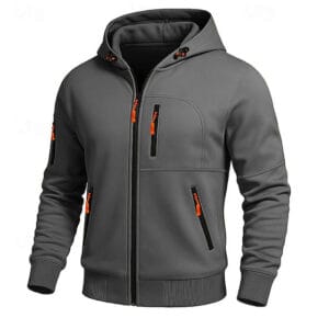 Men's Hoodie Full Zip Hoodie Fleece Hoodie Tactical Hoodie Black White Army Green Burgundy Navy Blue Hooded Plain Zipper Sports & Outdoor Casual Daily Streetwear Cool Sportswear Fall Spring & Fall - Image 9