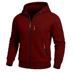 Men's Hoodie Full Zip Hoodie Fleece Hoodie Tactical Hoodie Black White Army Green Burgundy Navy Blue Hooded Plain Zipper Sports & Outdoor Casual Daily Streetwear Cool Sportswear Fall Spring & Fall - Image 5