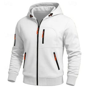 Men's Hoodie Full Zip Hoodie Fleece Hoodie Tactical Hoodie Black White Army Green Burgundy Navy Blue Hooded Plain Zipper Sports & Outdoor Casual Daily Streetwear Cool Sportswear Fall Spring & Fall - Image 7