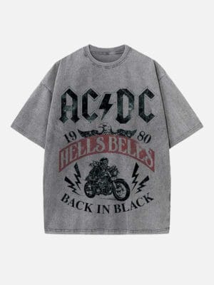 AC/DC Print Round Neck T-shirt - Image 2