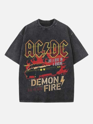 AC/DC Print Round Neck T-shirt - Image 2