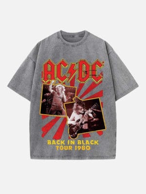 AC/DC Print Round Neck T-shirt - Image 2