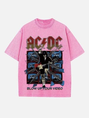 AC/DC Printed Crew Neck Washed T-Shirt - Image 2