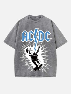 AC/DC Print Round Neck T-shirt - Image 3