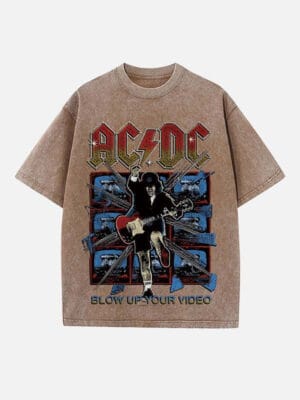AC/DC Printed Crew Neck Washed T-Shirt - Image 3