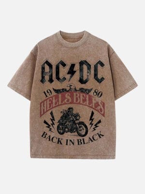 AC/DC Print Round Neck T-shirt - Image 3